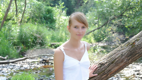 Cute Blonde Teen Naked in Nature